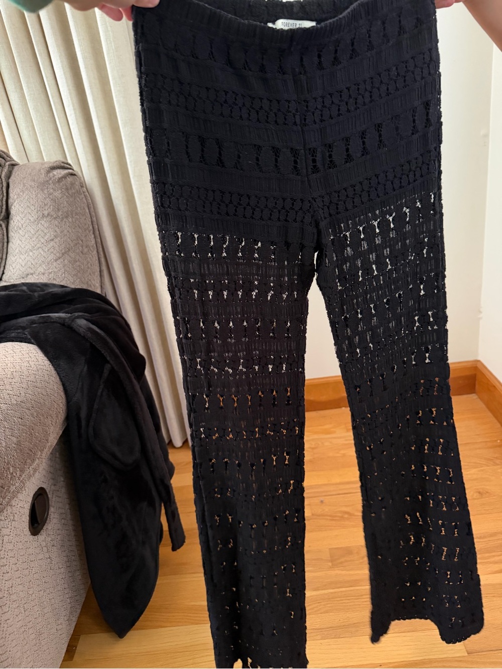 Forever 21 Black Crochet Wide-Leg Pants